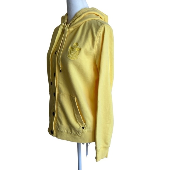 Lauren Ralph Lauren Yellow Cotton Button Front Hooded Jacket Y2K Sweatshirt M - Picture 8 of 16